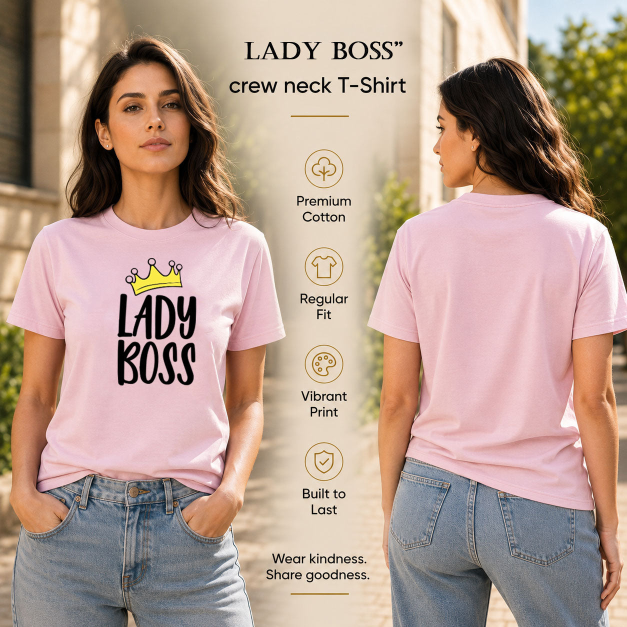 Women's Crew Neck t-shirt - Lady Boss (170 GSM single jersey)