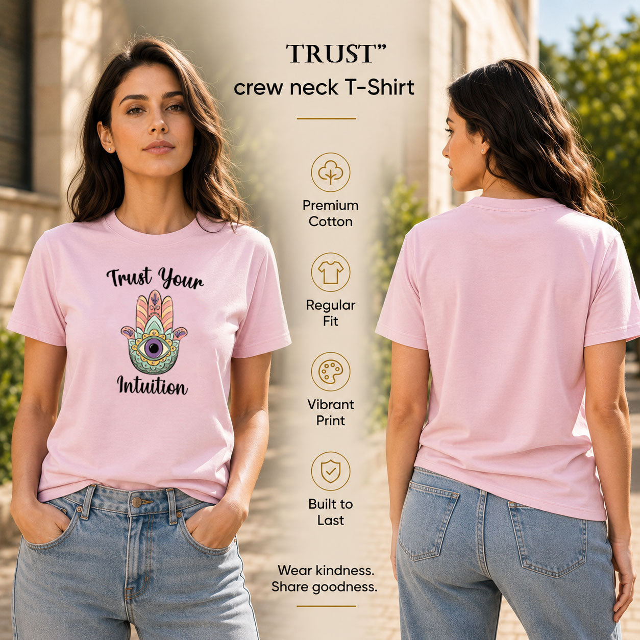 Women's Crew Neck t-shirt - Trust Your Intuition (170 GSM single jersey)