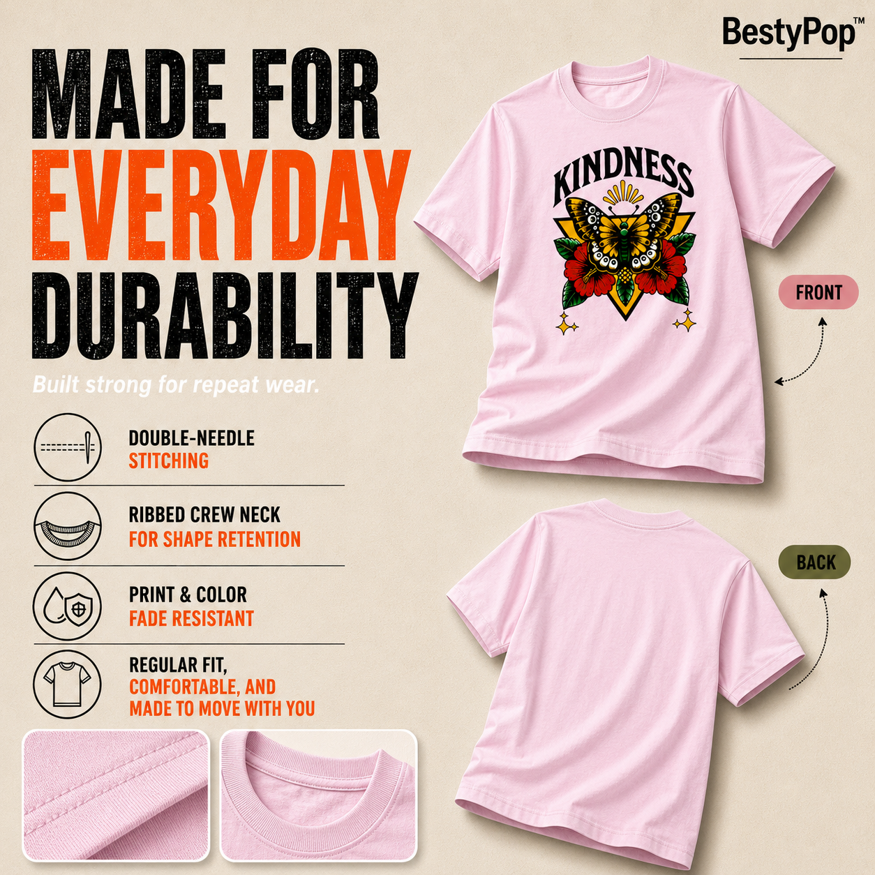 Women's Crew Neck t-shirt - Kindness (170 GSM single jersey)