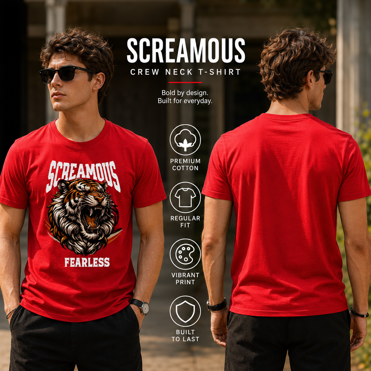 Men's Crew Neck t-shirt - Fearless (170 GSM single jersey)