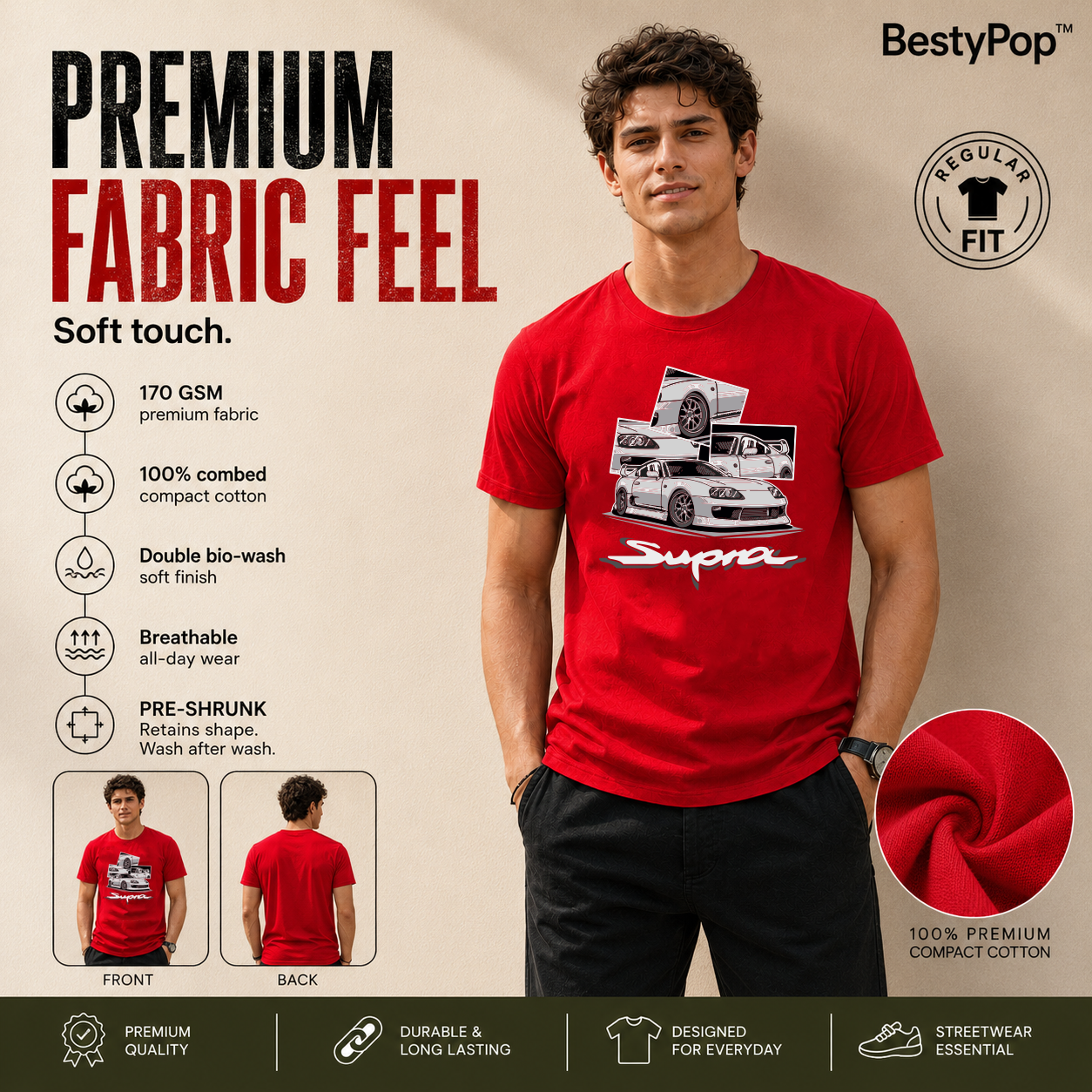 Men's Crew Neck t-shirt - Supra (170 GSM single jersey)