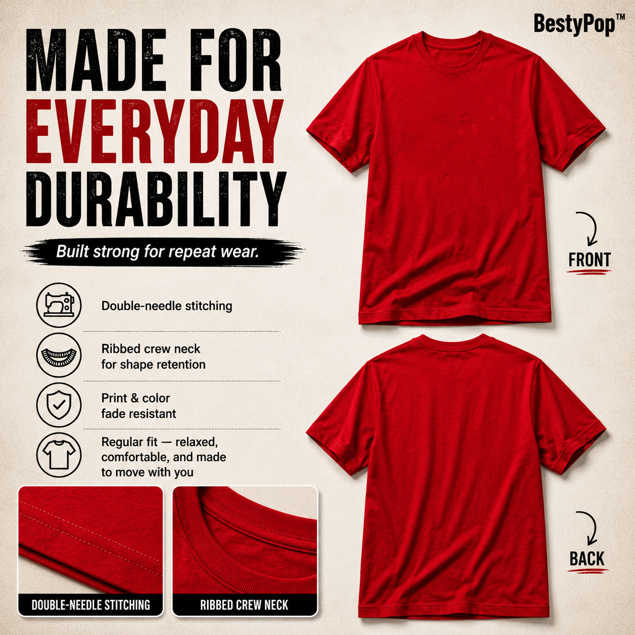 Men’s Plain Round Neck T-Shirt - 190 GSM Single Jersey