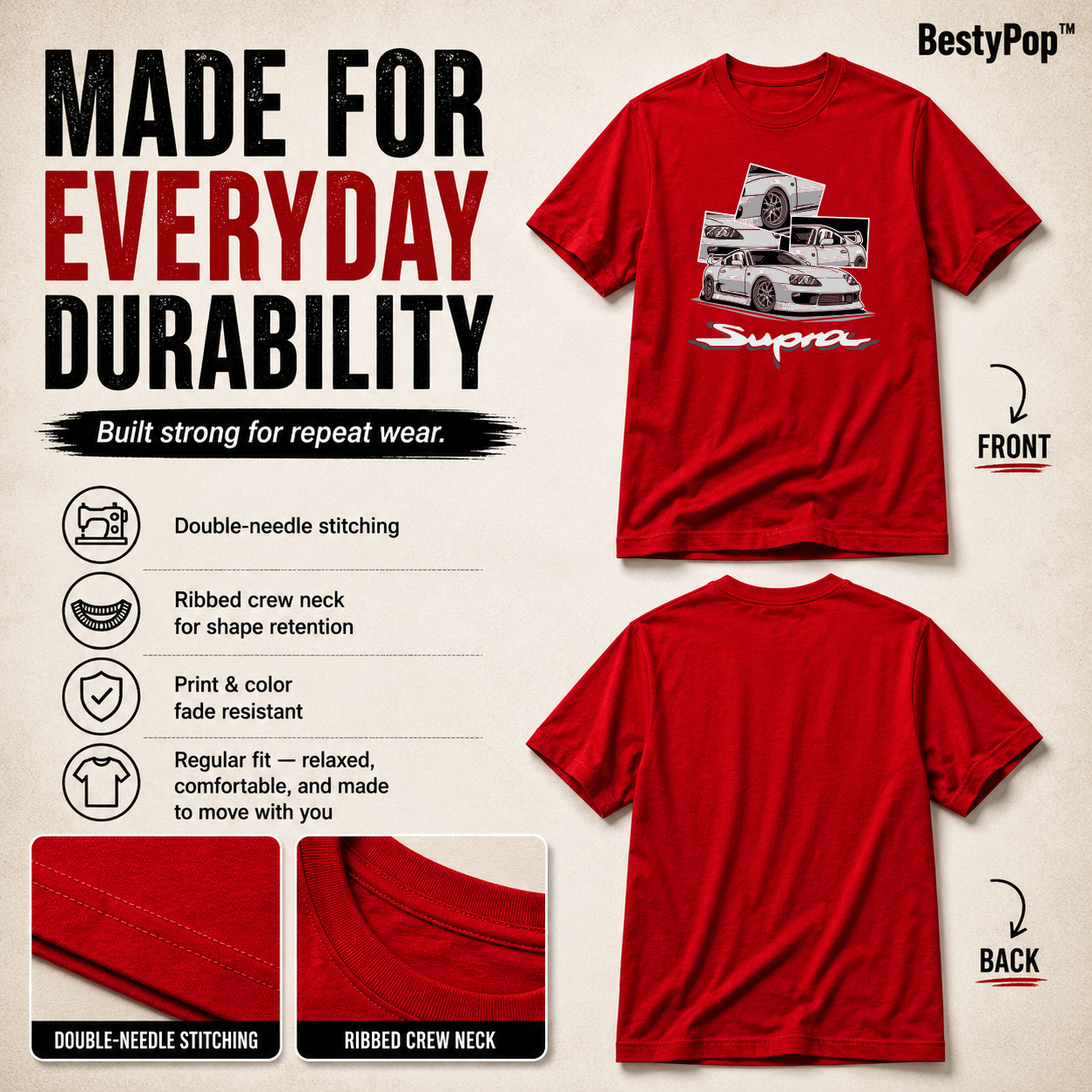 Men's Crew Neck t-shirt - Supra (170 GSM single jersey)