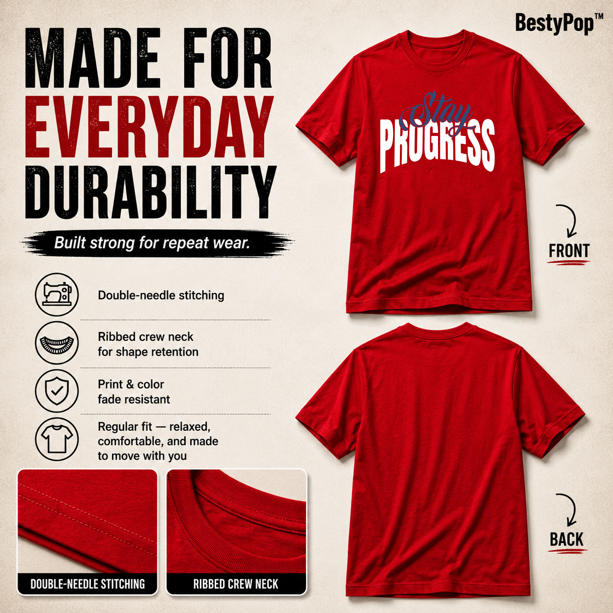 Men's Crew Neck t-shirt- Stay Process (170 GSM single jersey)