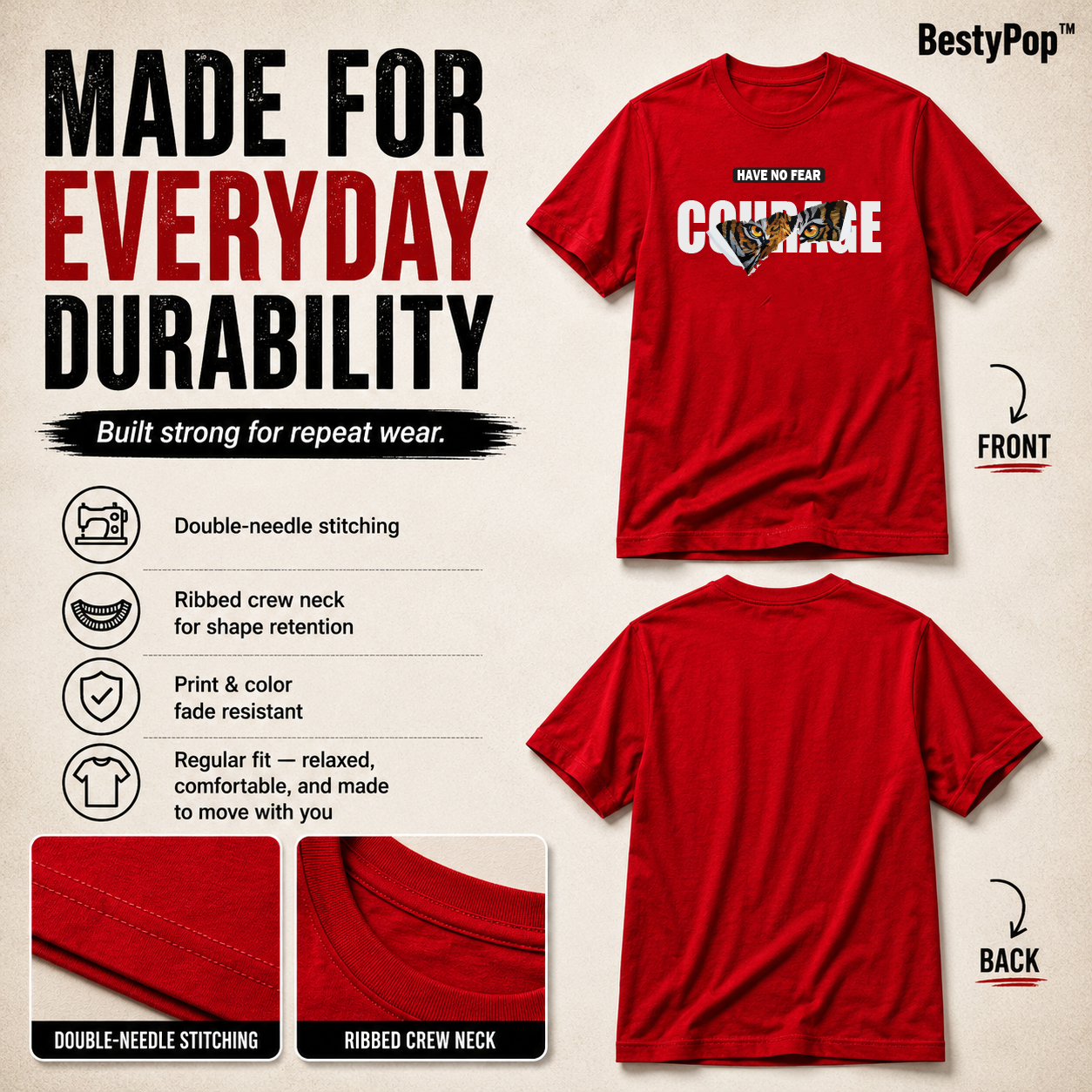 Men's Crew Neck t-shirt- Courage (170 GSM single jersey)