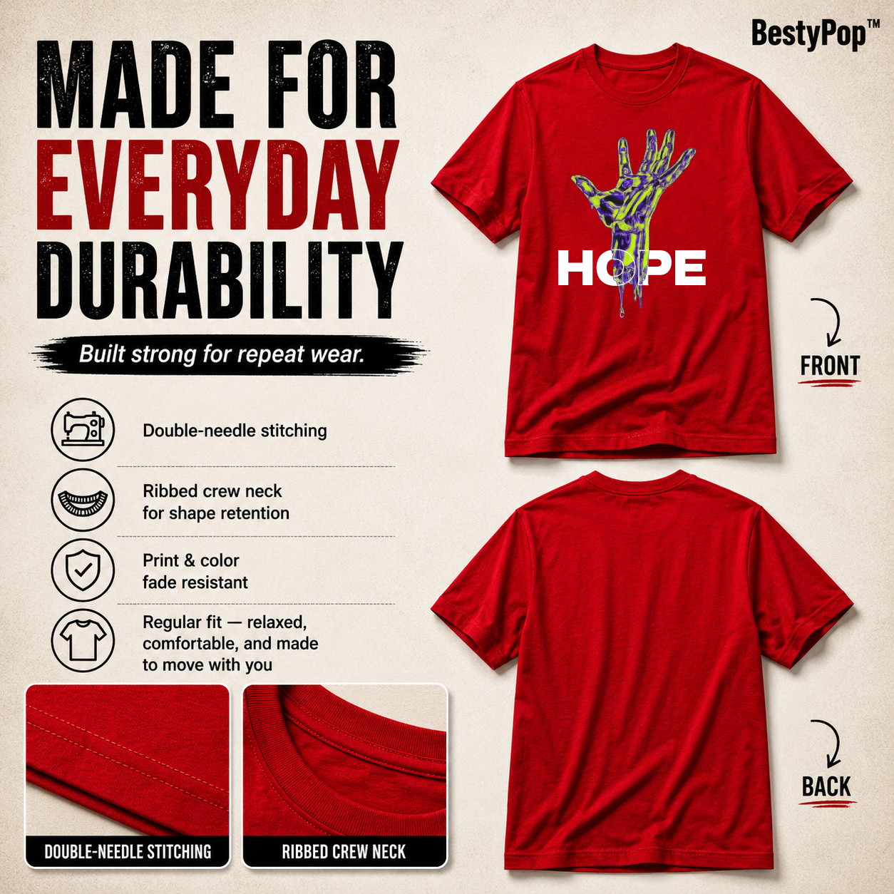 Men's Crew Neck t-shirt - Hope (170 GSM single jersey)