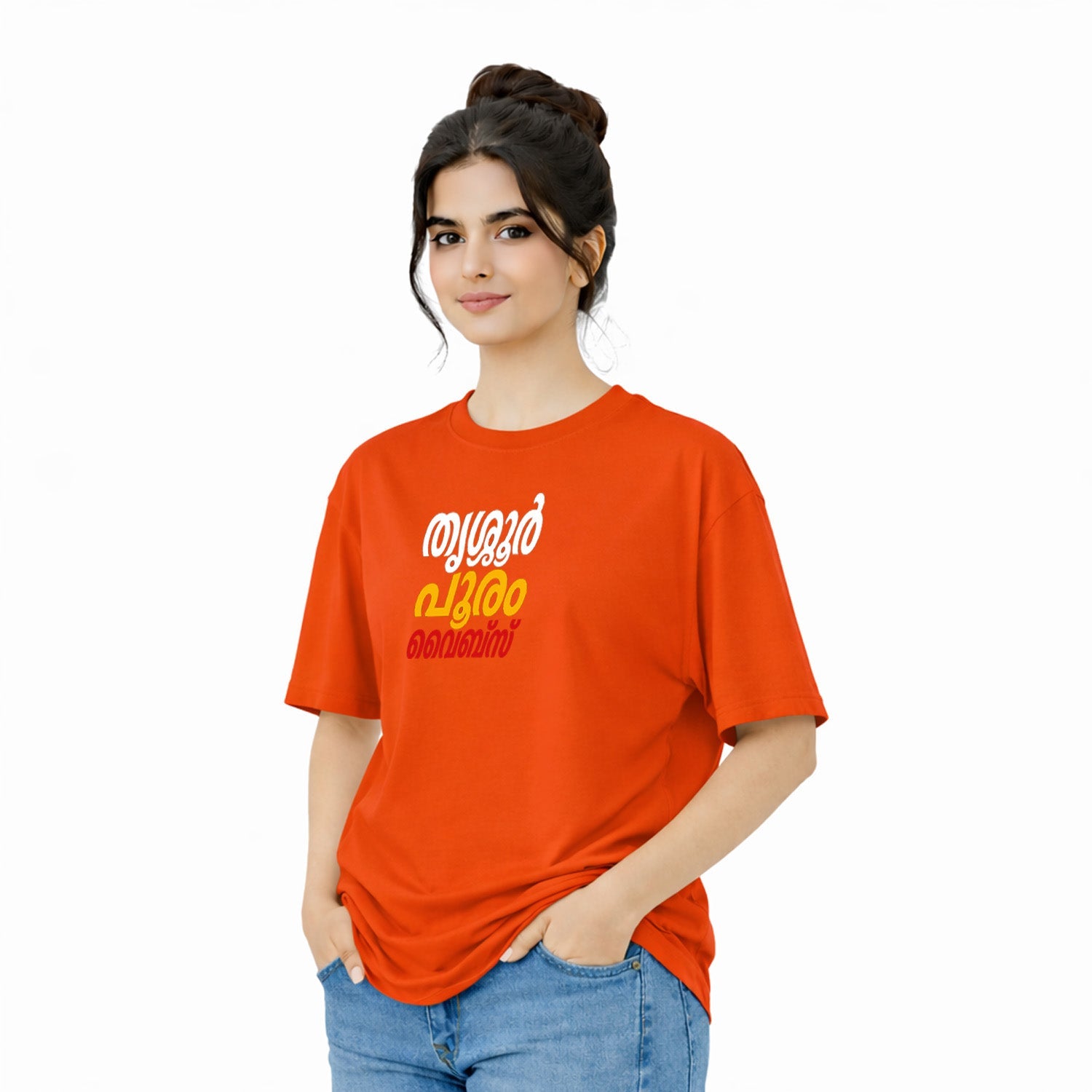 Women's Crew Neck Oversized t-shirt - തൃശൂർ പൂരം വൈബ്സ്