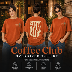 Women’s Oversized T-Shirt - Coffee Club (225 GSM heavyweight fabric)