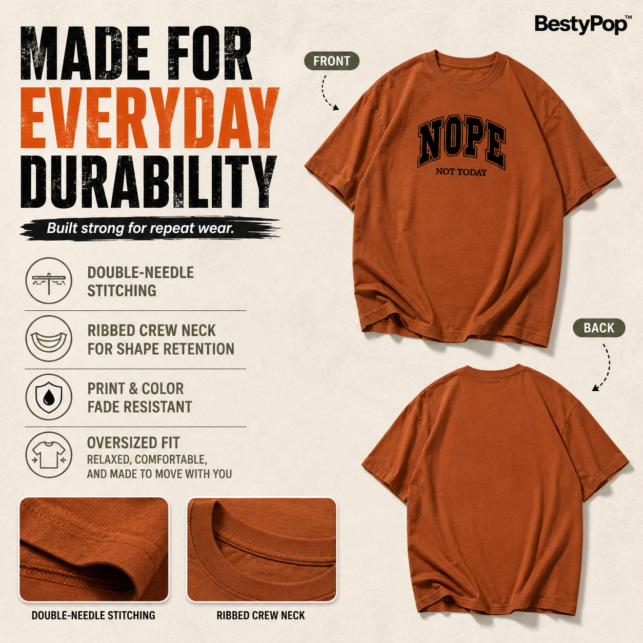 Women’s Oversized T-Shirt - Nope (225 GSM heavyweight fabric)