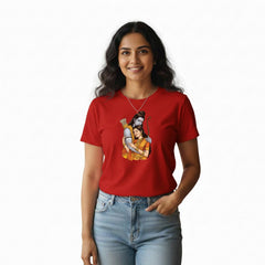 Women’s Graphic Print Round Neck T-Shirt- Jai Shree Ram (170 GSM single jersey)