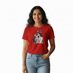 Women’s Graphic Print Round Neck T-Shirt- Krishna (170 GSM single jersey