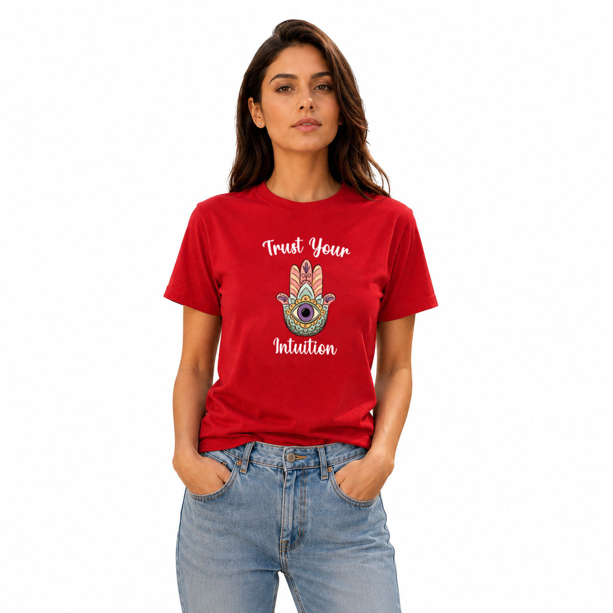 Women's Crew Neck t-shirt - Trust Your Intuition (170 GSM single jersey)