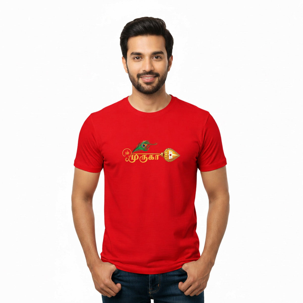 Men’s Graphic Print Round Neck T-Shirt- Murugan (170 GSM single jersey)