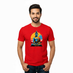 Men’s Graphic Print Round Neck T-Shirt- Buddha (170 GSM single jersey)