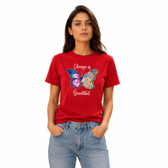Women's Crew Neck t-shirt - Change is beautiful (170 GSM single jersey)