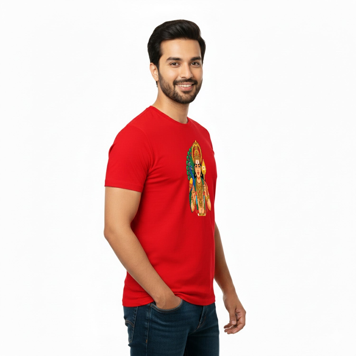 Men’s Graphic Print Round Neck T-Shirt- Murugan (170 GSM single jersey)