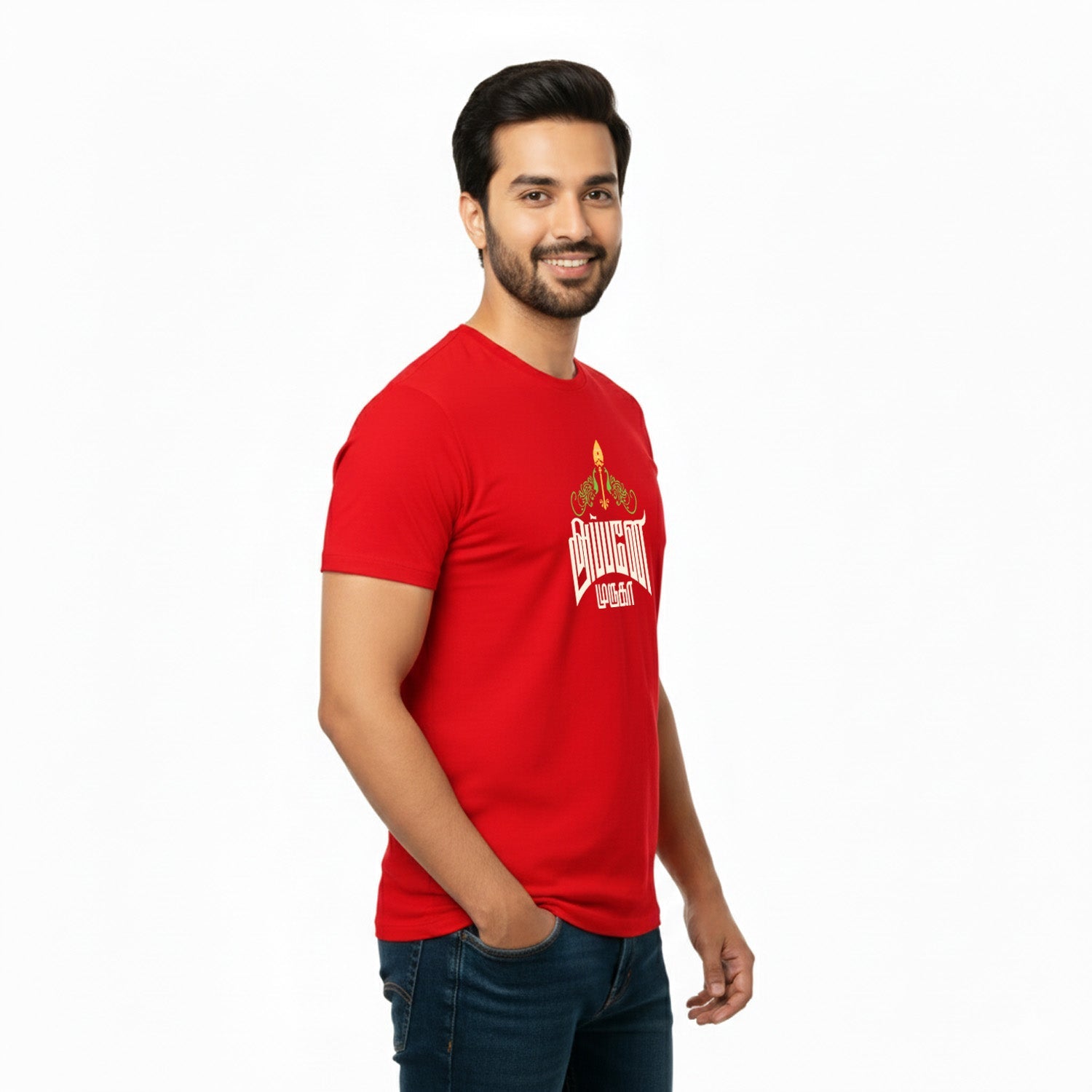 Men’s Graphic Print Round Neck T-Shirt- Murugan (170 GSM single jersey)