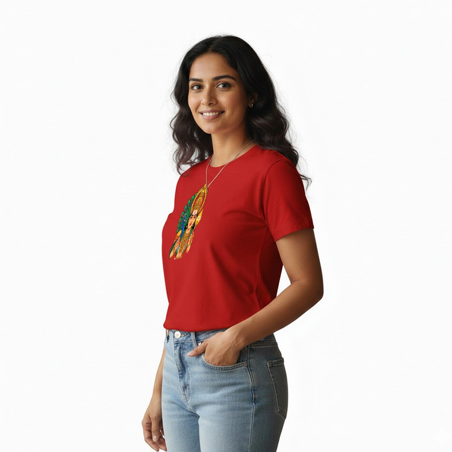 Women’s Graphic Print Round Neck T-Shirt- Murugan (170 GSM single jersey)