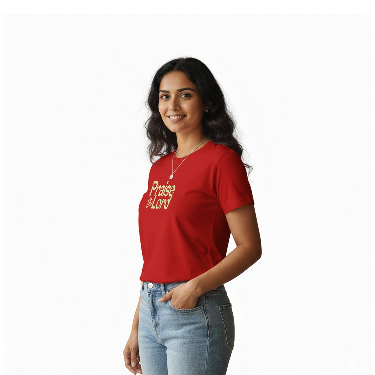 Women’s Graphic Print Round Neck T-Shirt-Jesus(170 GSM single jersey)