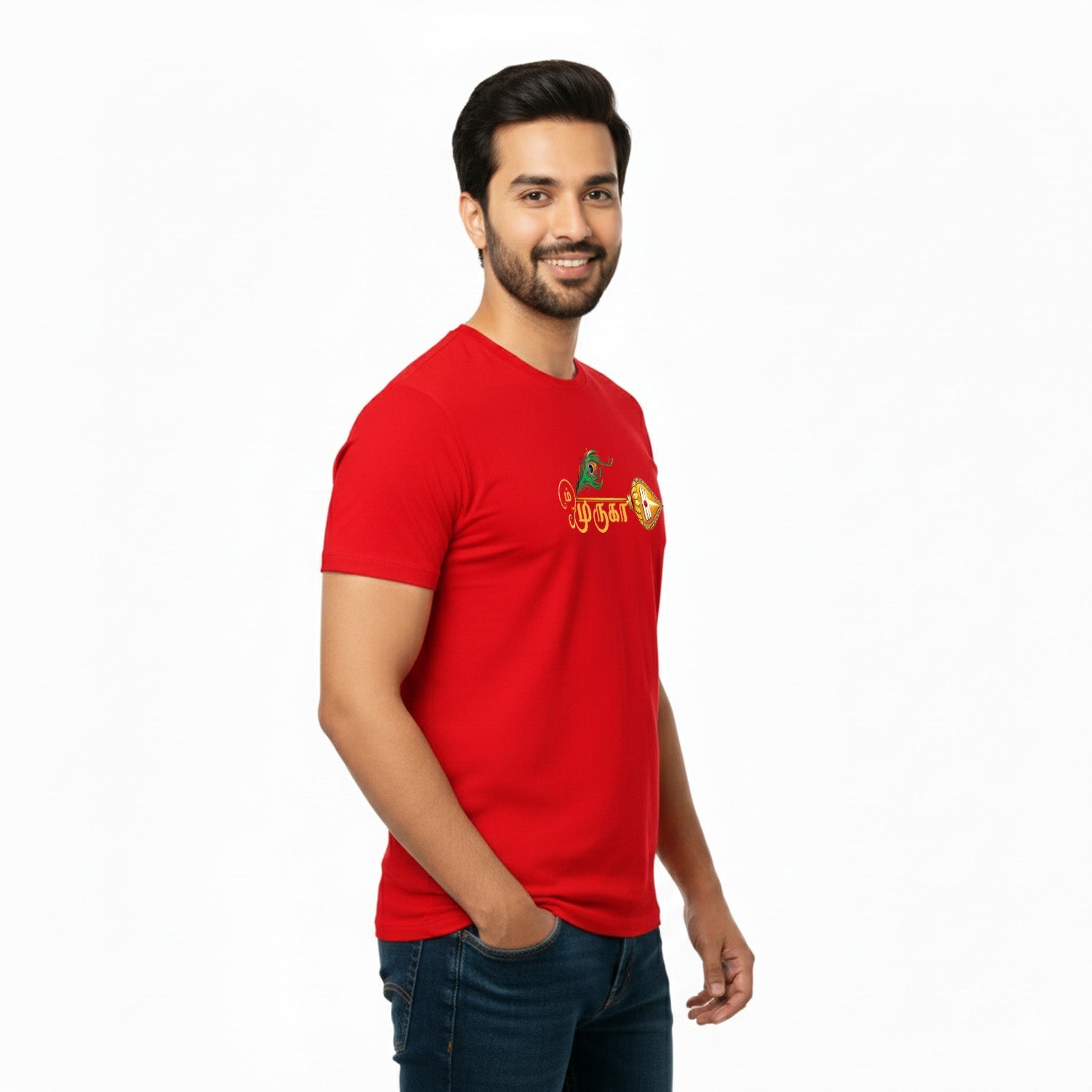 Men’s Graphic Print Round Neck T-Shirt- Murugan (170 GSM single jersey)