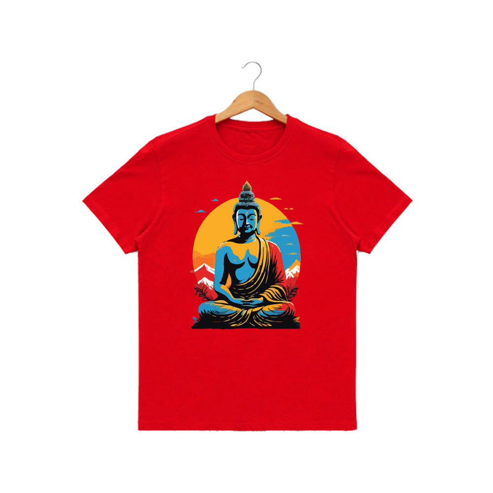 Men’s Graphic Print Round Neck T-Shirt- Buddha (170 GSM single jersey)