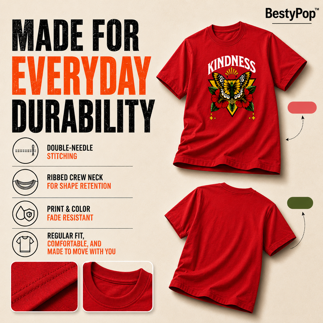 Women's Crew Neck t-shirt - Kindness (170 GSM single jersey)