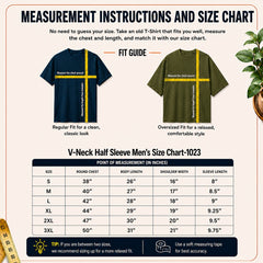 Men’s Graphic Print V-Neck T-Shirt- 190GSM