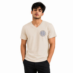 Men’s Graphic Print V-Neck T-Shirt- 190GSM