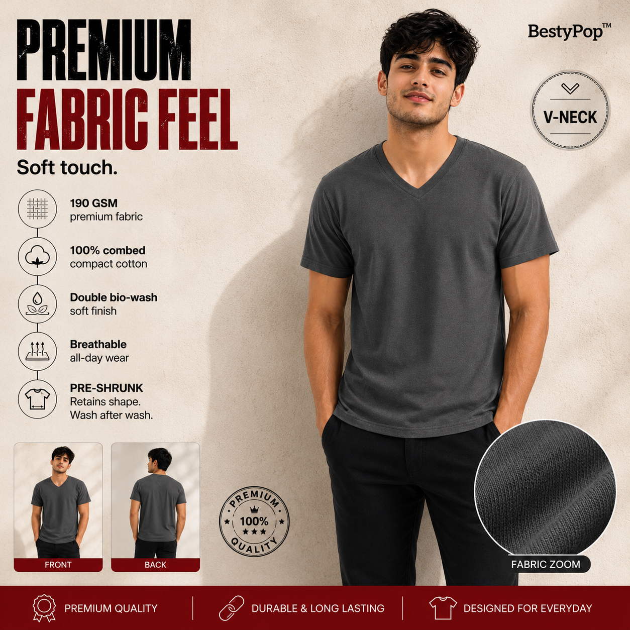 Men’s Plain V-Neck T-Shirt