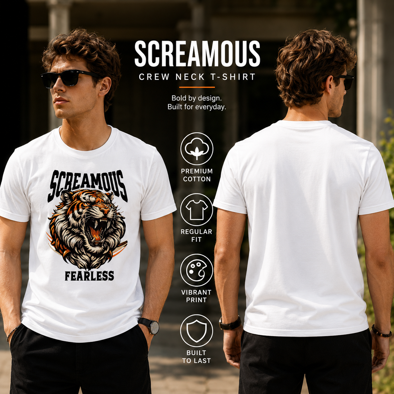Men's Crew Neck t-shirt - Fearless (170 GSM single jersey)
