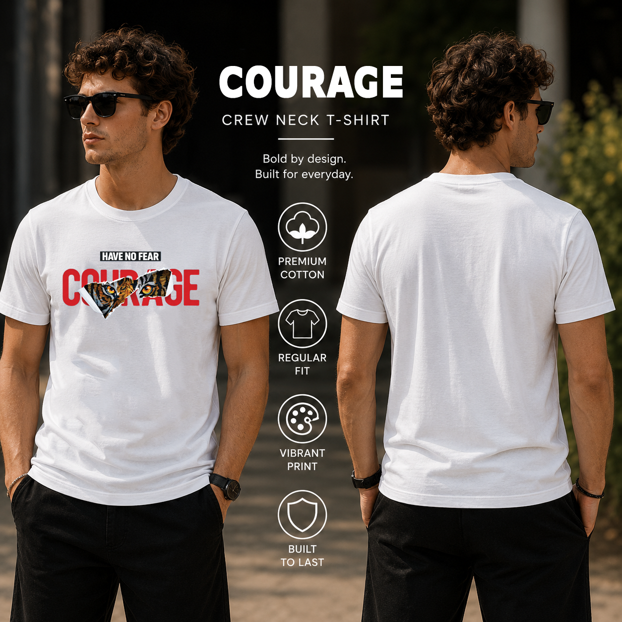 Men's Crew Neck t-shirt- Courage (170 GSM single jersey)