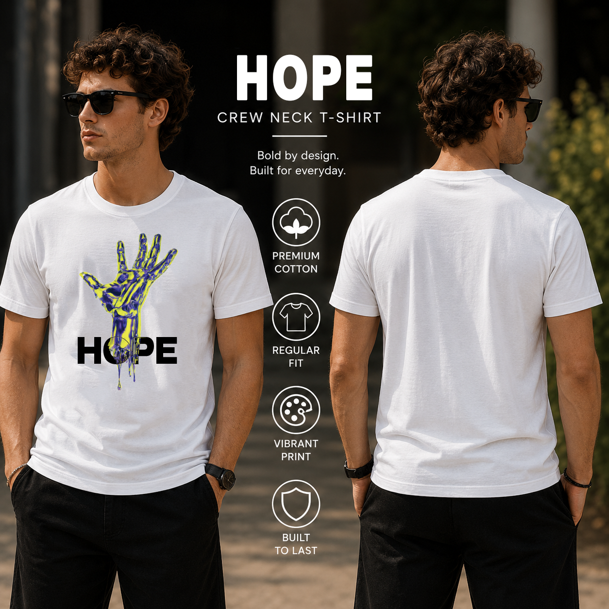 Men's Crew Neck t-shirt- Hope (170 GSM single jersey)