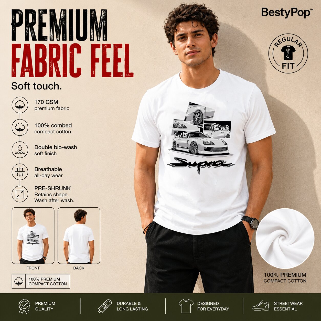 Men's Crew Neck t-shirt - Supra (170 GSM single jersey)