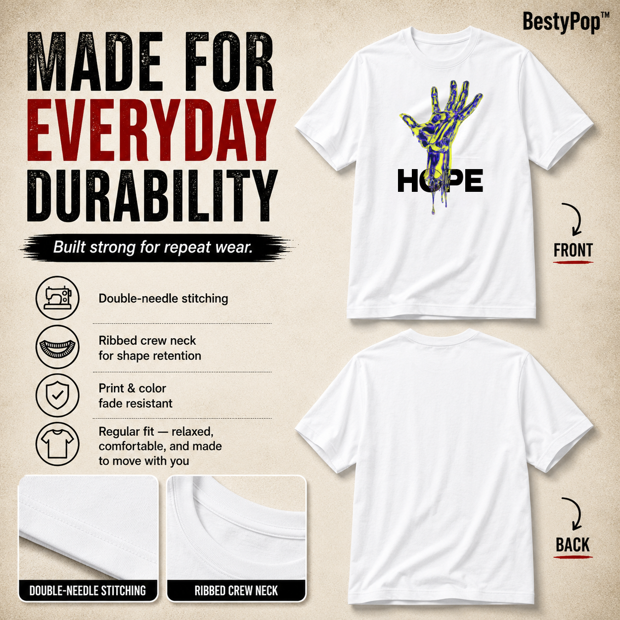 Men's Crew Neck t-shirt- Hope (170 GSM single jersey)