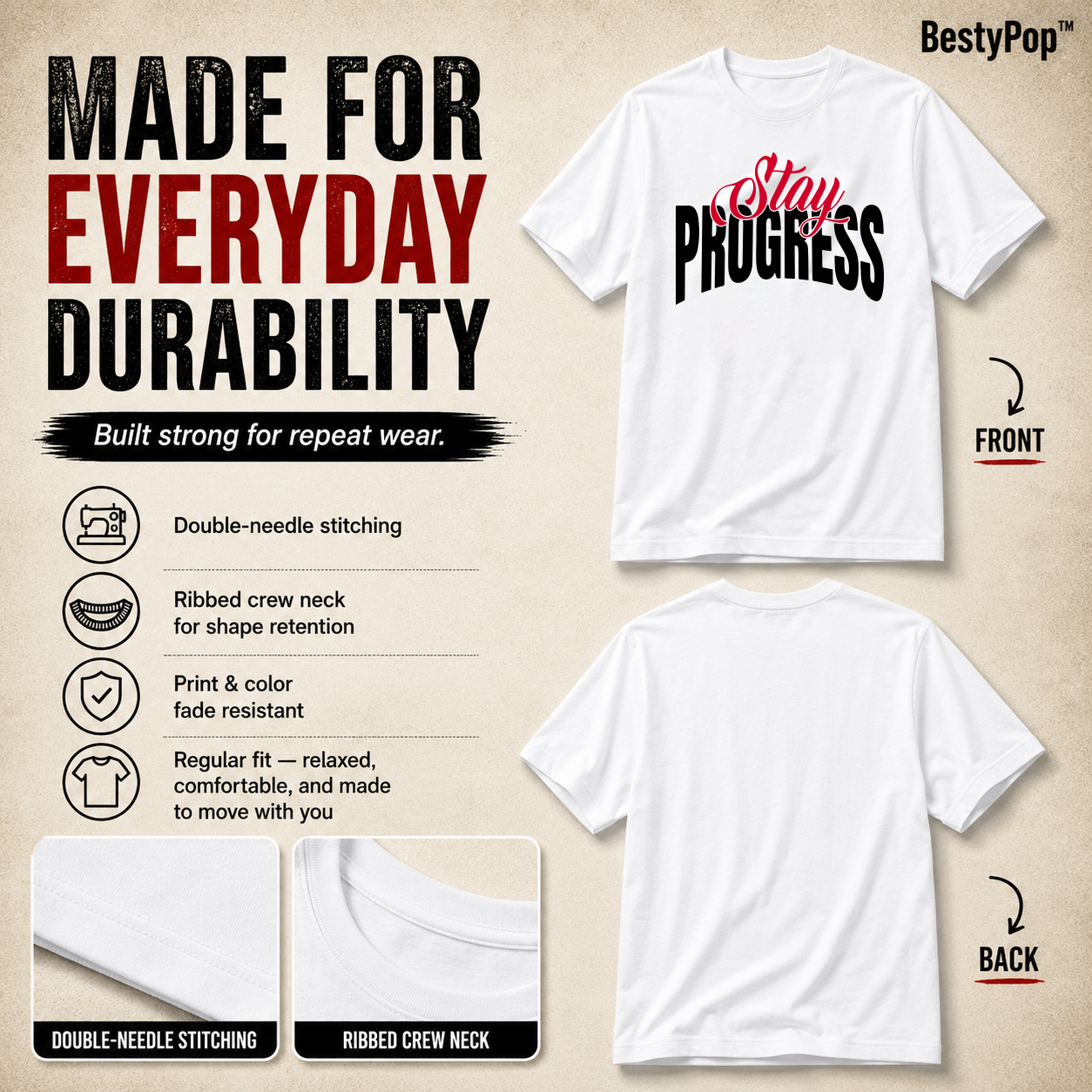 Men's Crew Neck t-shirt- Stay Process (170 GSM single jersey)