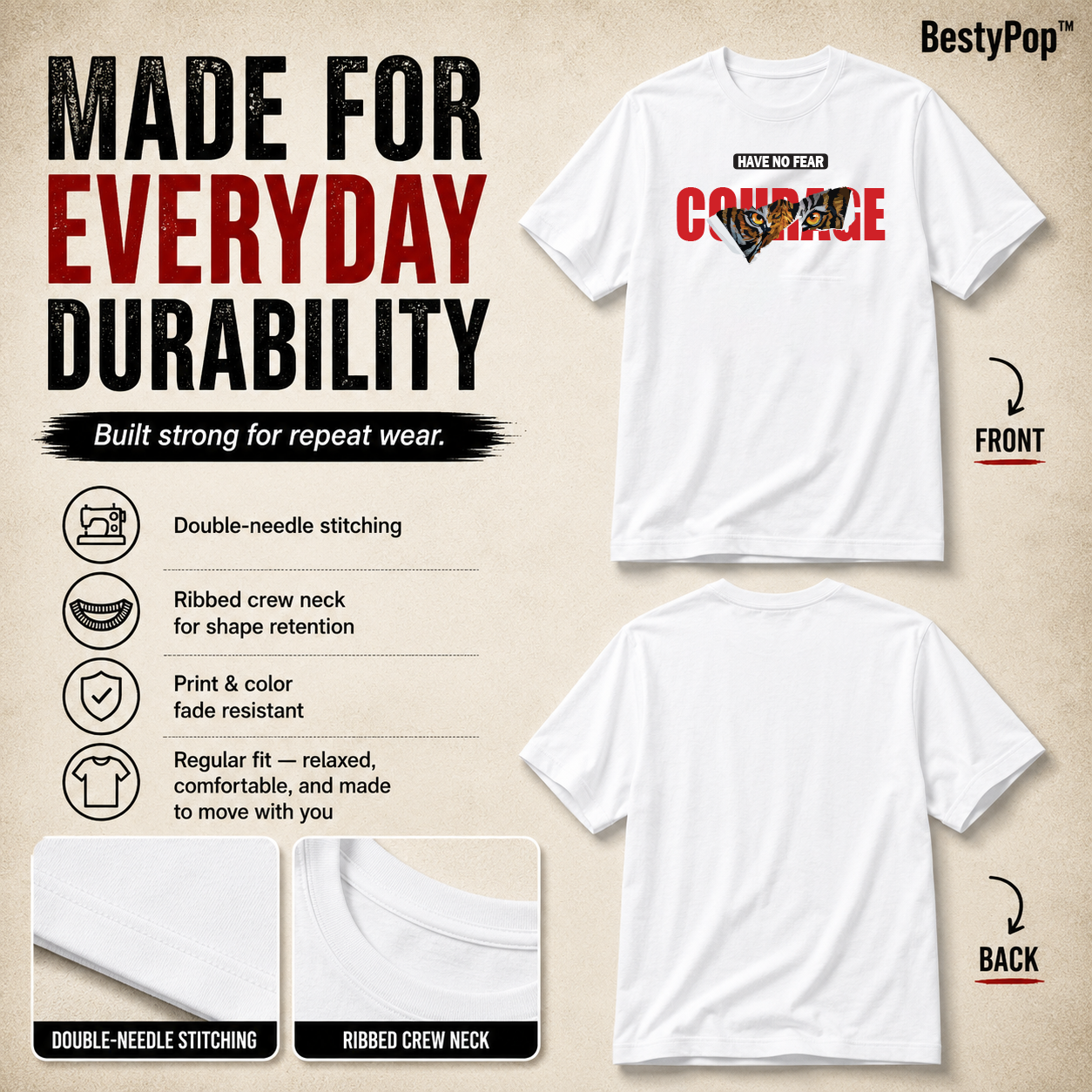 Men's Crew Neck t-shirt- Courage (170 GSM single jersey)