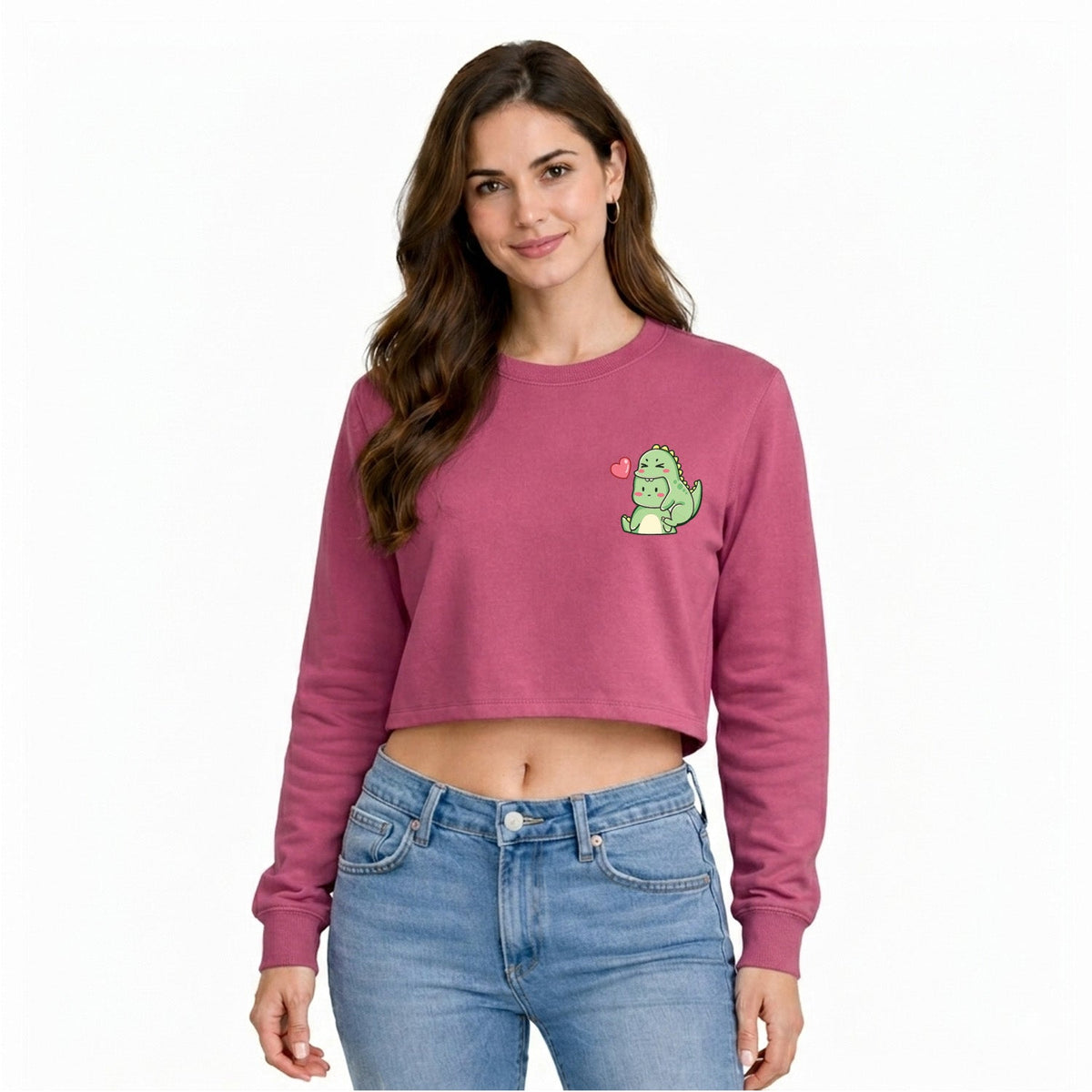 Women’s Oversized full Sleeve Crop Top - Dino (270 GSM French Terry)