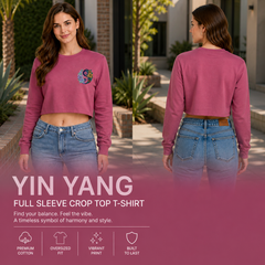 Women’s Oversized full Sleeve Crop Top - yin yang (270 GSM French Terry)