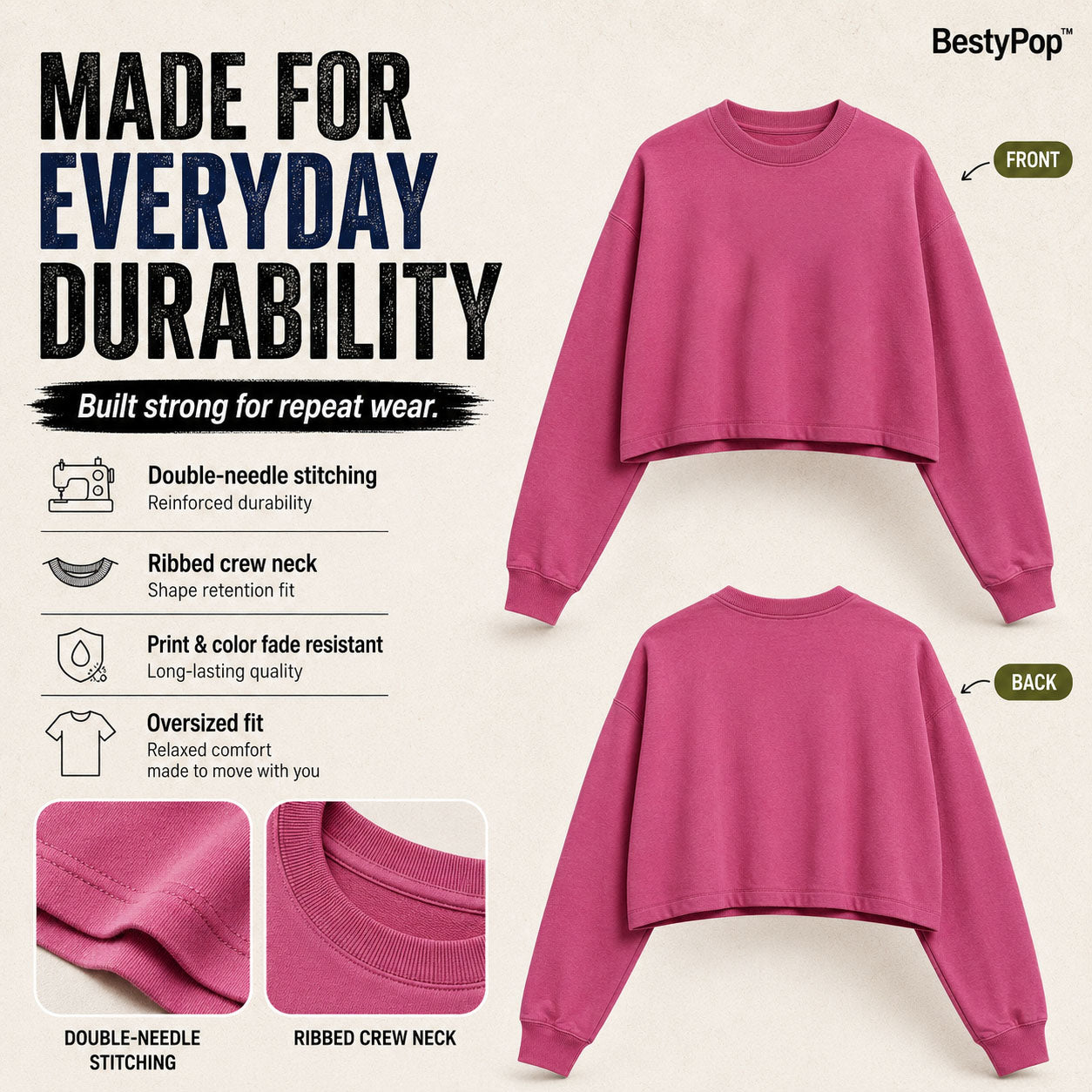 Women’s Plain Oversized Full Sleeve Crop Top