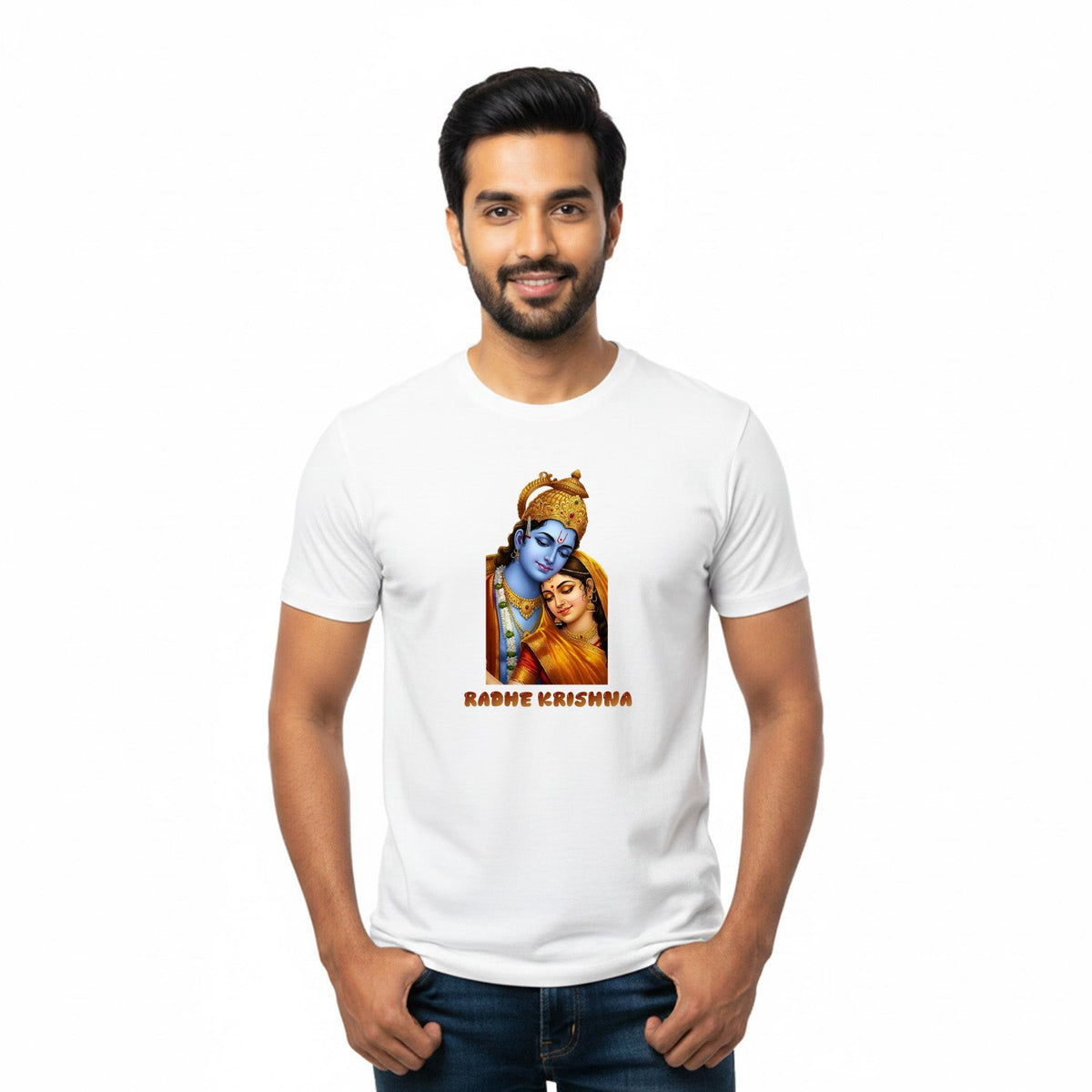 Men’s Graphic Print Round Neck T-Shirt- Krishna (170 GSM single jersey)