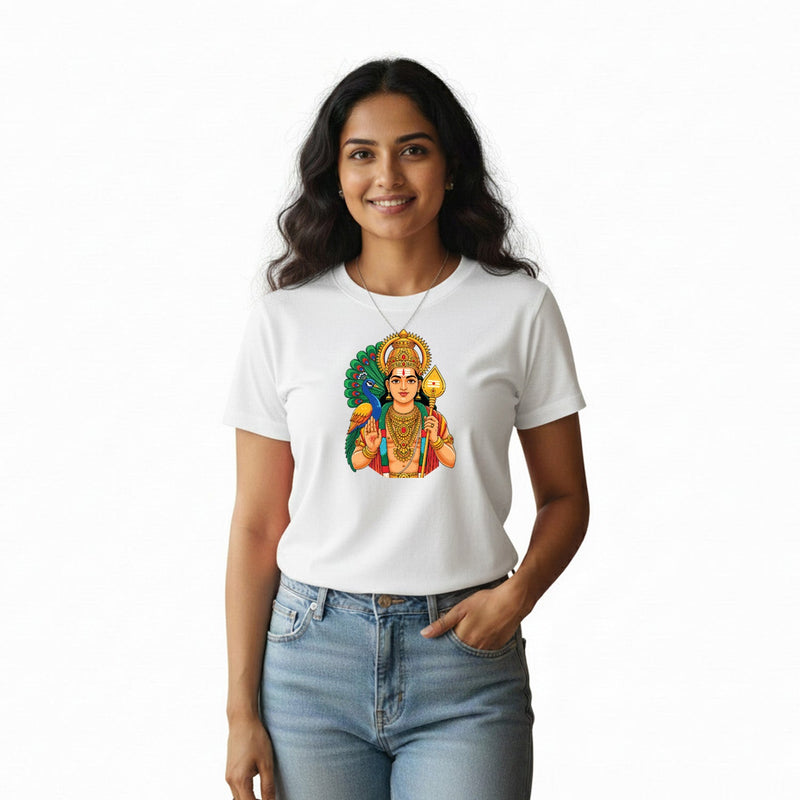 Women’s Graphic Print Round Neck T-Shirt- Murugan (170 GSM single jersey)