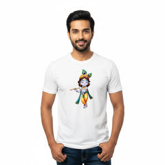 Men’s Graphic Print Round Neck T-Shirt- Krishna (170 GSM single jersey)