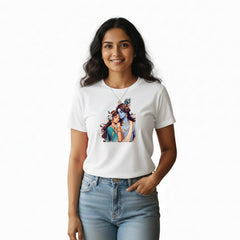 Women’s Graphic Print Round Neck T-Shirt- Krishna (170 GSM single jersey