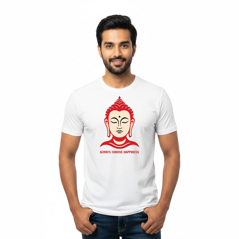 Men’s Graphic Print Round Neck T-Shirt- Buddha (170 GSM single jersey)