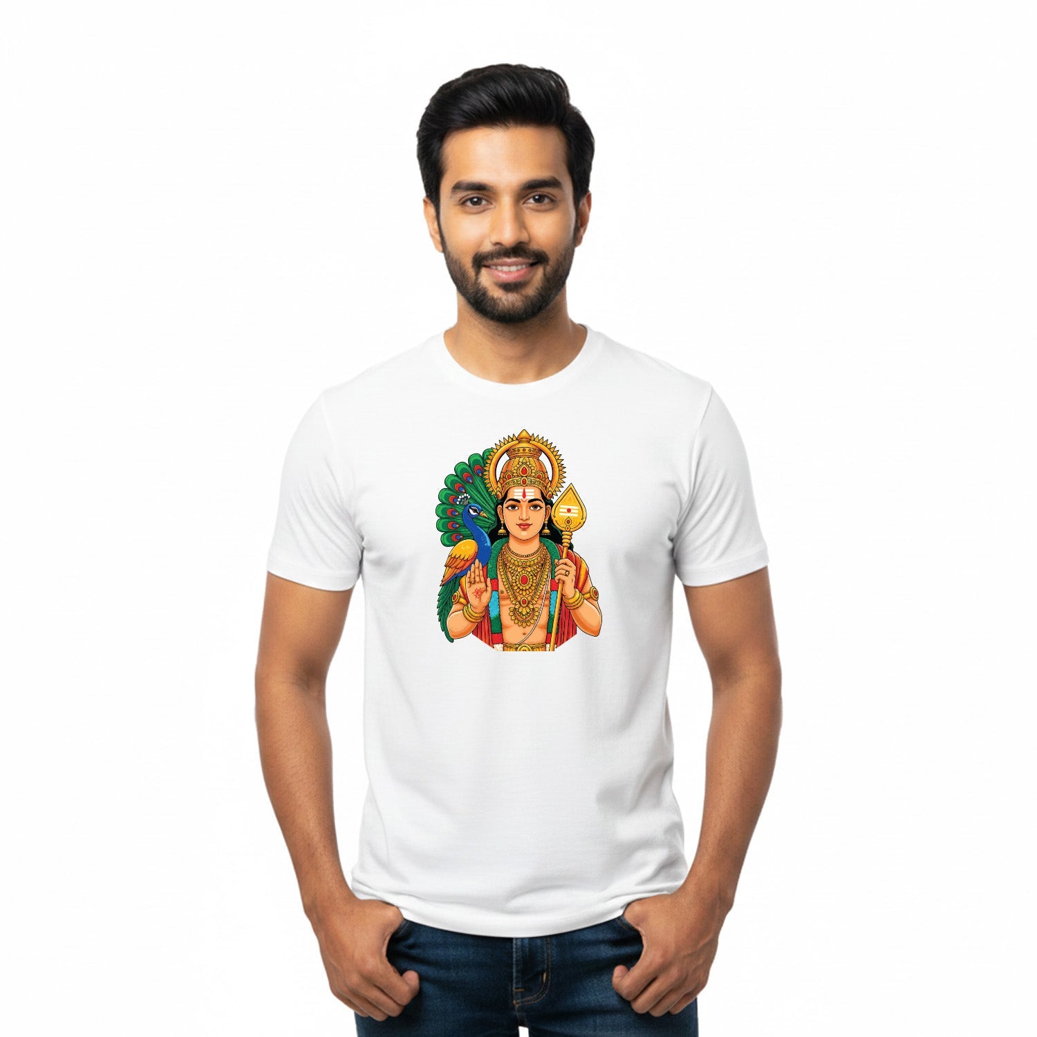 Men’s Graphic Print Round Neck T-Shirt- Murugan (170 GSM single jersey)