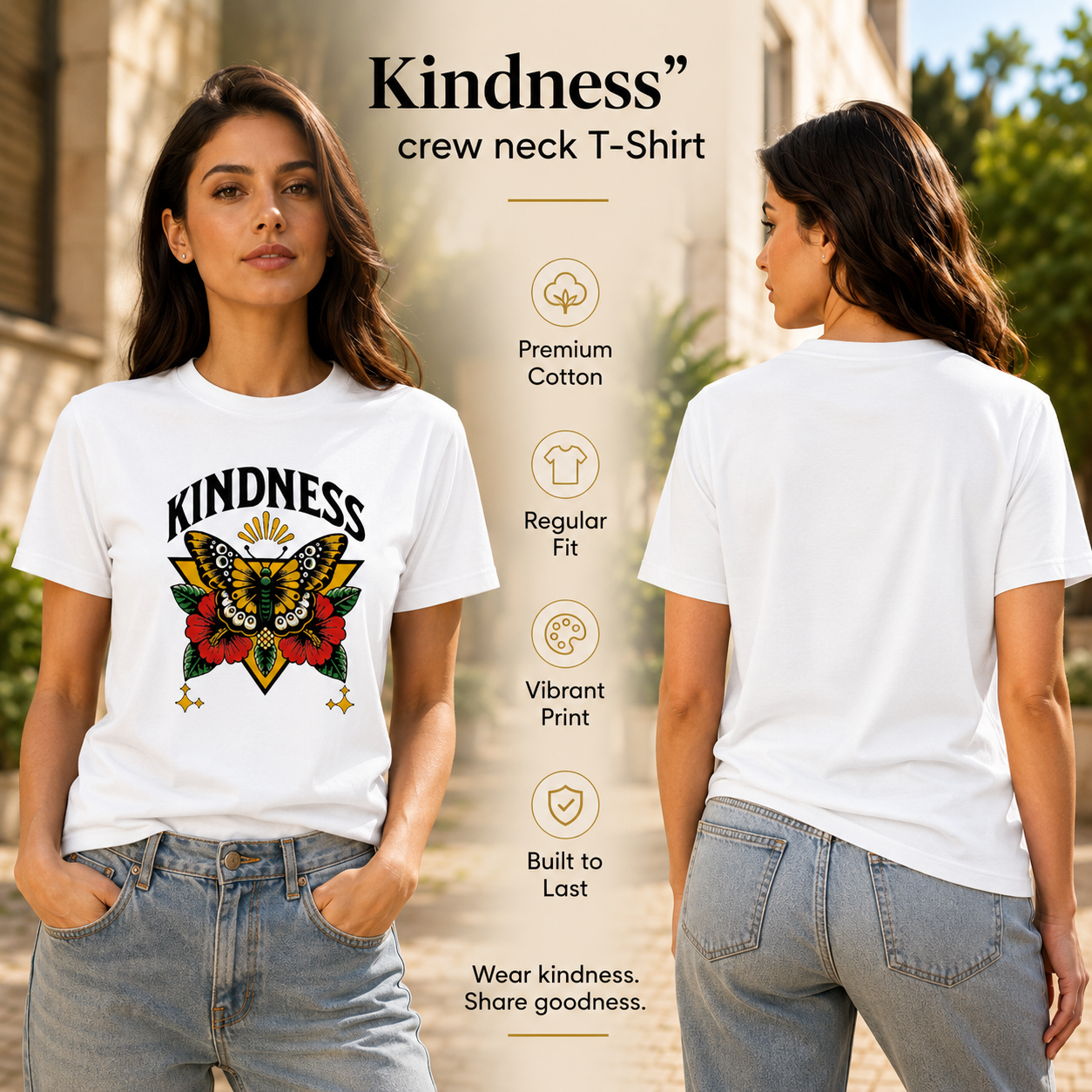 Women's Crew Neck t-shirt - Kindness (170 GSM single jersey)