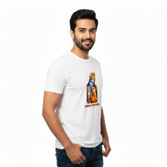 Men’s Graphic Print Round Neck T-Shirt- Krishna (170 GSM single jersey)