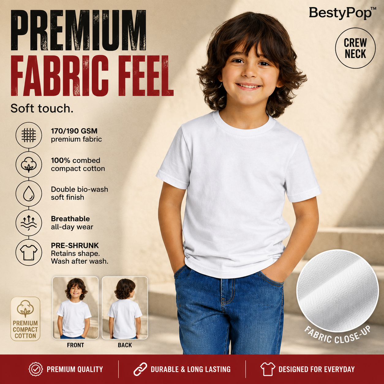 Boy’s Plain Round Neck T-Shirt