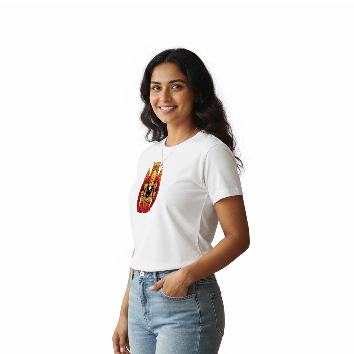 Women’s Graphic Print Round Neck T-Shirt-Thirupathi Balaji (170 GSM single jersey)