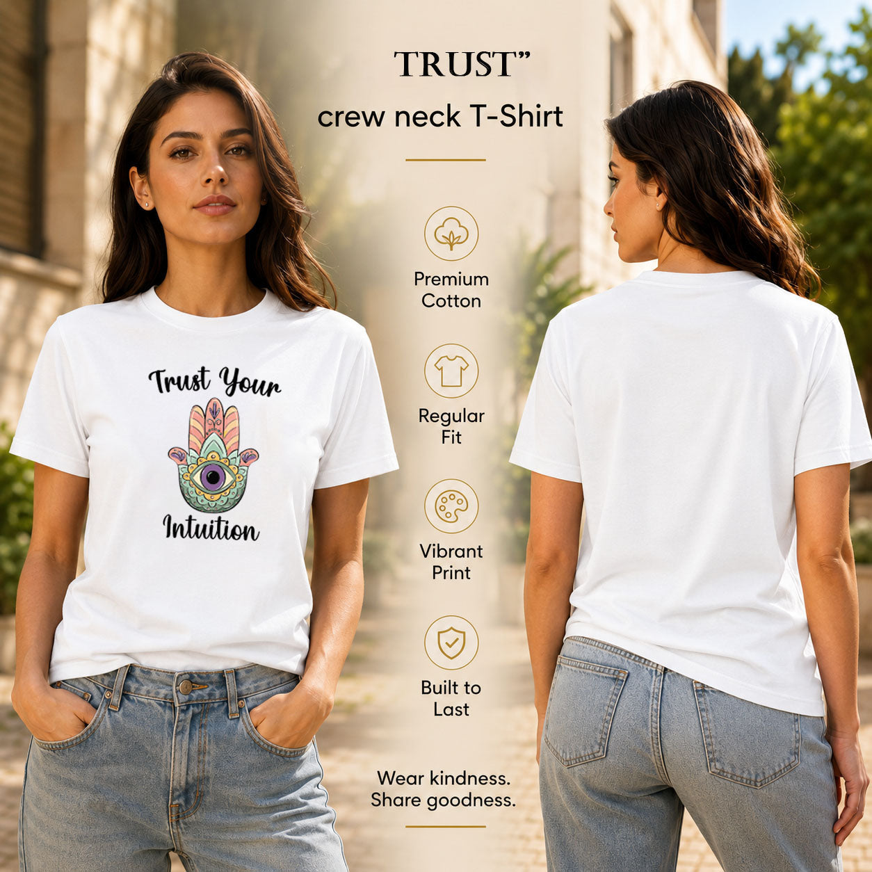 Women's Crew Neck t-shirt - Trust Your Intuition (170 GSM single jersey)